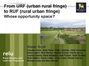 From URF urban rural fringe to RUF rural