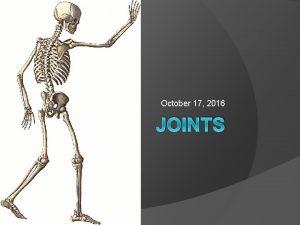 October 17 2016 JOINTS Joints Joints occur where