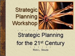 Strategic Planning Workshop Strategic Planning st for the