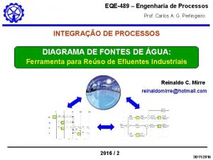 EQE489 Engenharia de Processos Prof Carlos A G