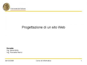 Progettazione di un sito Web Docente Ing Maria