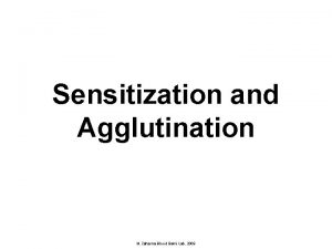 Sensitization and Agglutination M Zaharna Blood Bank Lab