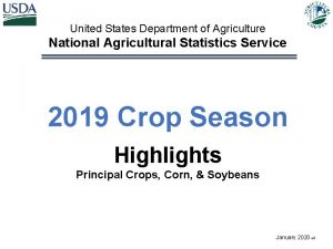 United States Department of Agriculture National Agricultural Statistics