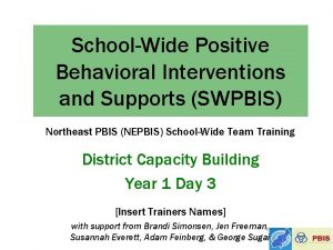SchoolWide Positive Behavioral Interventions and Supports SWPBIS Northeast