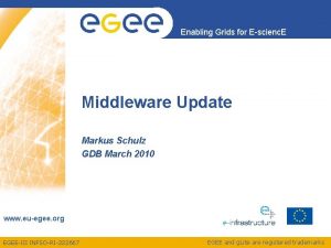 Enabling Grids for Escienc E Middleware Update Markus