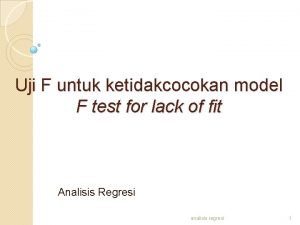 Uji F untuk ketidakcocokan model F test for