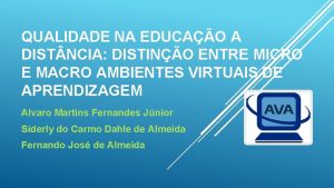 QUALIDADE NA EDUCAO A DIST NCIA DISTINO ENTRE