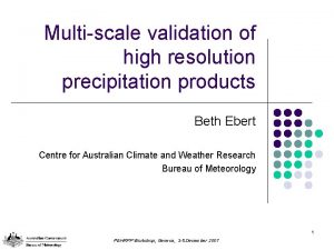 Multiscale validation of high resolution precipitation products Beth