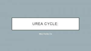 UREA CYCLE Miss Farida Zai UREA CYCLE The