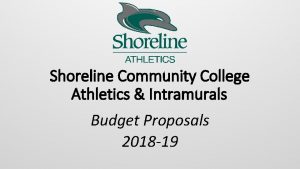 Shoreline Community College Athletics Intramurals Budget Proposals 2018