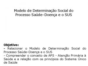 Modelo de Determinao Social do Processo SadeDoena e