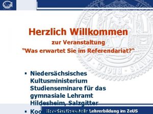 Herzlich Willkommen zur Veranstaltung Was erwartet Sie im