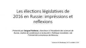 Les lections lgislatives de 2016 en Russie imprssions