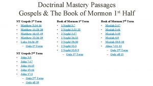 Doctrinal Mastery Passages st Gospels The Book of