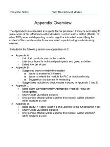 Presenter Notes Child Development Module Appendix Overview The