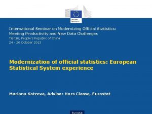 International Seminar on Modernizing Official Statistics Meeting Productivity
