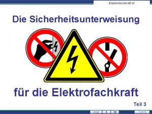 Elektrofachkraft III Die Sicherheitsunterweisung fr die Elektrofachkraft Teil