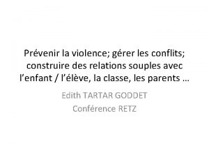 Prvenir la violence grer les conflits construire des