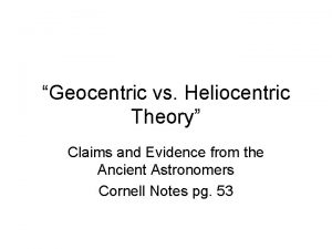Geocentric vs Heliocentric Theory Claims and Evidence from