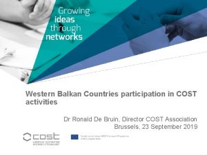 Western Balkan Countries participation in COST activities Dr