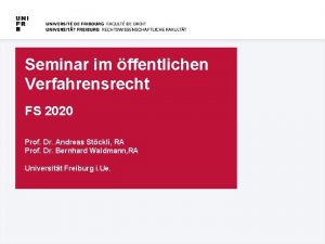 Seminar im ffentlichen Titel Verfahrensrecht FS 2020 Untertitel