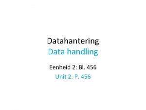 Datahantering Data handling Eenheid 2 Bl 456 Unit