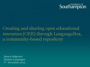 Creating and sharing open educational resources OER through