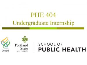 PHE 404 Undergraduate Internship The Internship Process Choose