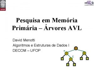 Pesquisa em Memria Primria rvores AVL David Menotti