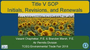 Title V SOP Initials Revisions and Renewals Vasant