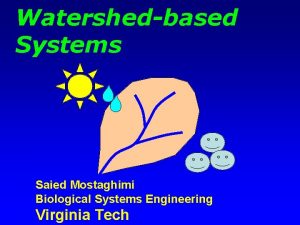 Watershedbased Systems Saied Mostaghimi Biological Systems Engineering Virginia