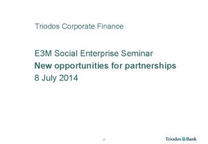 Triodos Corporate Finance E 3 M Social Enterprise