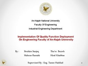 AnNajah National University Faculty Of Engineering Industrial Engineering