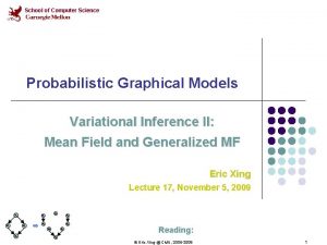 School of Computer Science Probabilistic Graphical Models Variational