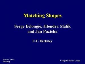 Matching Shapes Serge Belongie Jitendra Malik and Jan