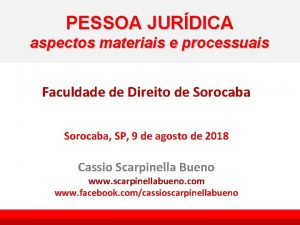 PESSOA JURDICA aspectos materiais e processuais Faculdade de