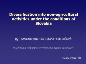 Diversification into nonagricultural activities under the conditions of