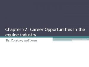 Chapter 22 Career Opportunities in the equine industry