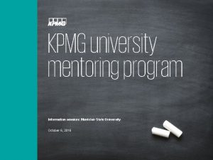 KPMG university mentoring program Information session Montclair State