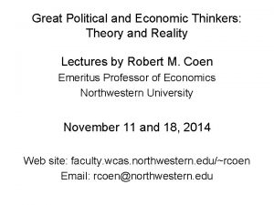 Great Political and Economic Thinkers Theory and Reality
