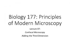 Biology 177 Principles of Modern Microscopy Lecture 07