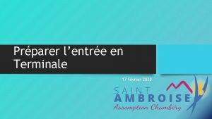 Prparer lentre en Terminale 17 fvrier 2020 Retour