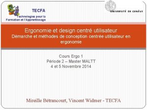 TECFA Technologies pour la Formation et lApprentissage Ergonomie