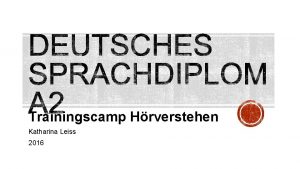Trainingscamp Hrverstehen Katharina Leiss 2016 In Teil 1