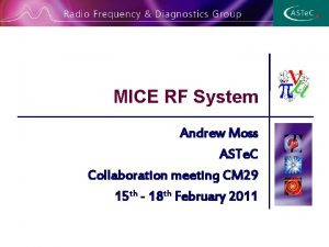 MICE RF System Andrew Moss ASTe C Collaboration