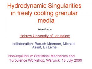 Hydrodynamic Singularities in freely cooling granular media Itzhak