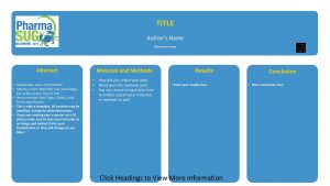 TITLE Authors Name Department name Abstract Slideposter size