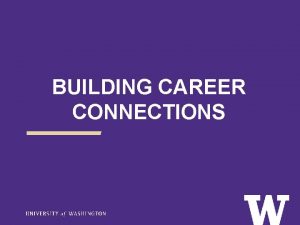 BUILDING CAREER CONNECTIONS WHAT IS NETWORKING Developing and