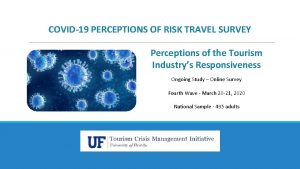 COVID19 PERCEPTIONS OF RISK TRAVEL SURVEY Perceptions of