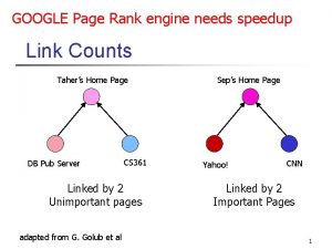 GOOGLE Page Rank engine needs speedup Link Counts